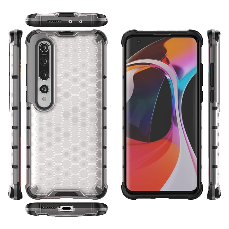 À Prova De Choque Padrão De Favo De Mel Caso De Combinação TPU + PC Para Xiaomi MI 10 - Branco-11