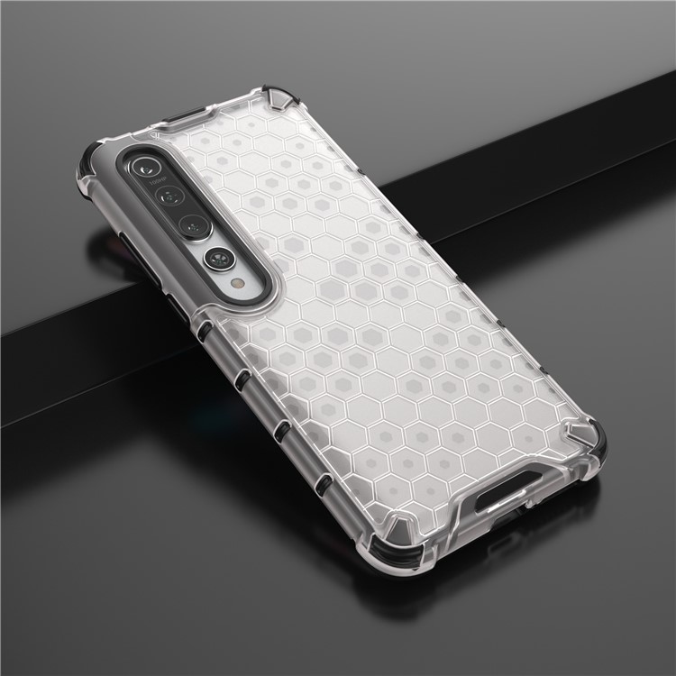 Honeycomb Pattern Shock-proof TPU + PC Combo Case for Xiaomi Mi 10 - White-13