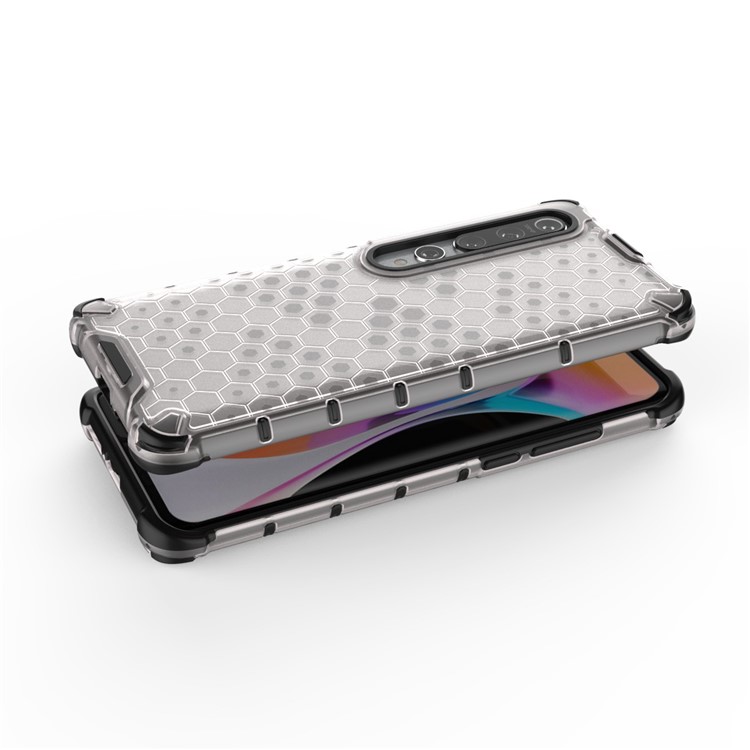 Honeycomb Pattern Shock-proof TPU + PC Combo Case for Xiaomi Mi 10 - White-3