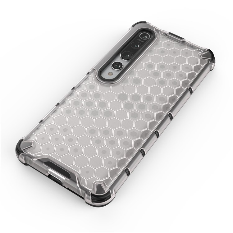 Honeycomb Pattern Shock-proof TPU + PC Combo Case for Xiaomi Mi 10 - White-4