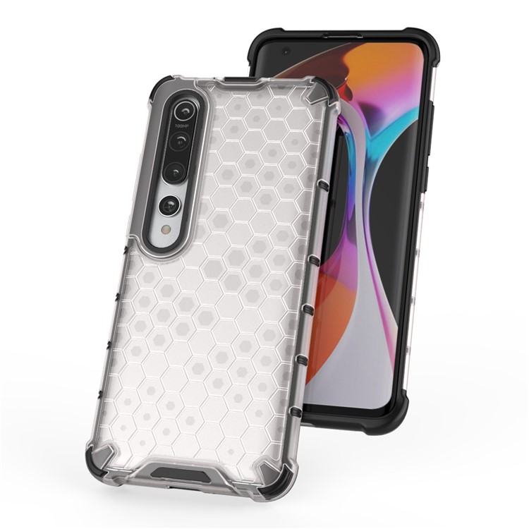 Custodia Combo TPU + PC a Prova di Shock Honeycomb Per Xiaomi Mi 10 - Bianca