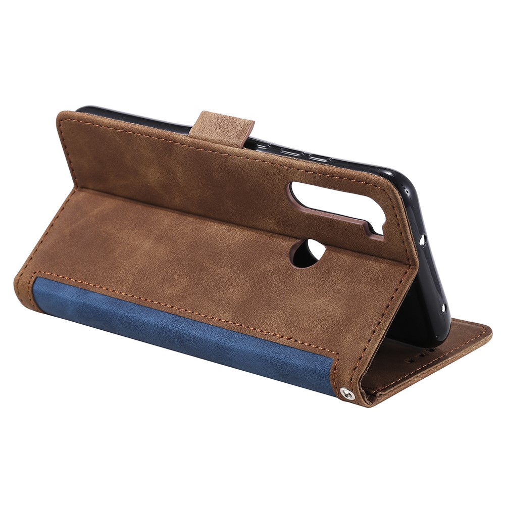 Splicing Style Wallet Stand Leather Case Cover for Xiaomi Redmi Note 8 - Blue-7