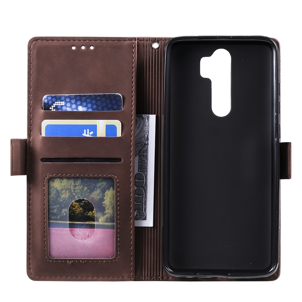 Vintage Splicing Style Wallet Stand Leather Phone Cover for Xiaomi Redmi Note 8 Pro - Brown-6