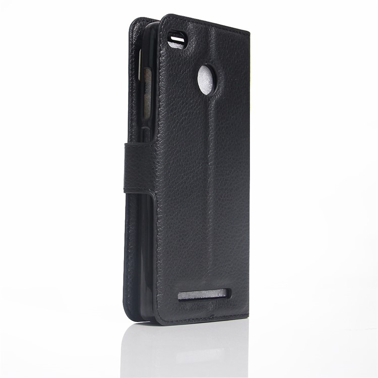 Lychee Skin Wallet Leather Stand Case for Xiaomi Redmi 3x - Black-3
