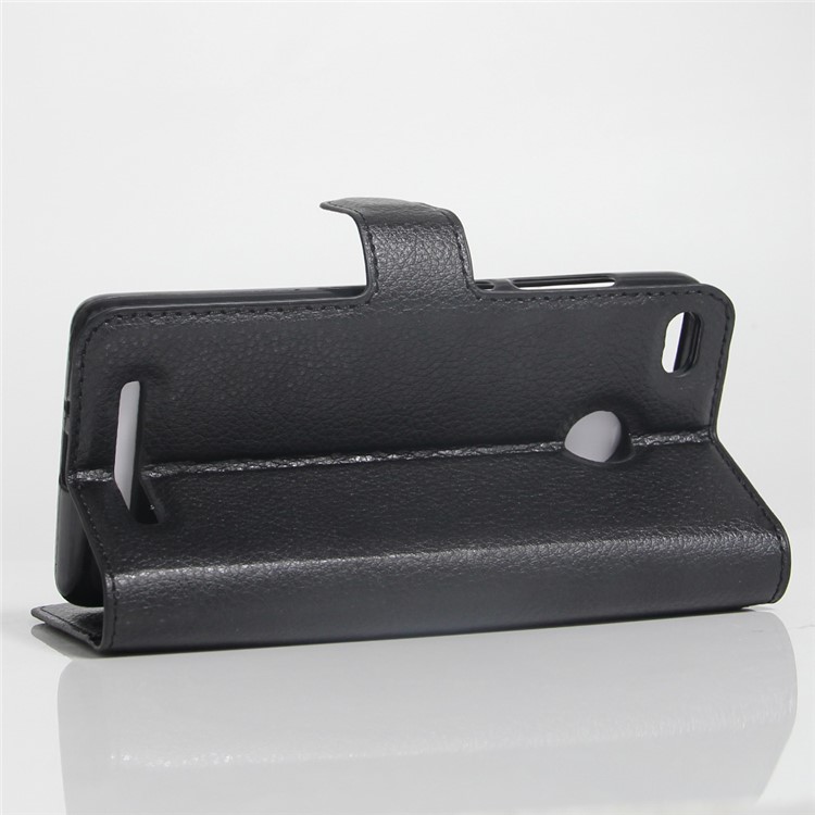 Lychee Skin Wallet Leather Stand Case for Xiaomi Redmi 3x - Black-4