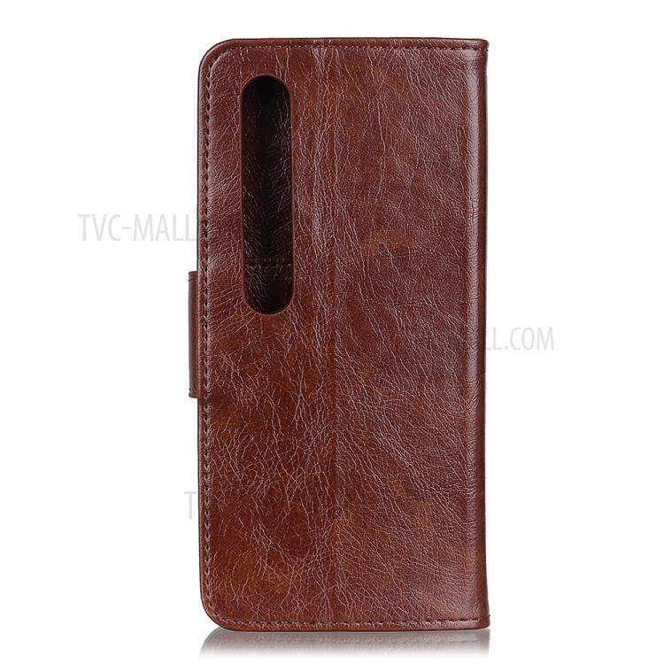 Nappa Textura Divisão Estojo De Couro Carteira Para Xiaomi MI 10 - Castanho-10