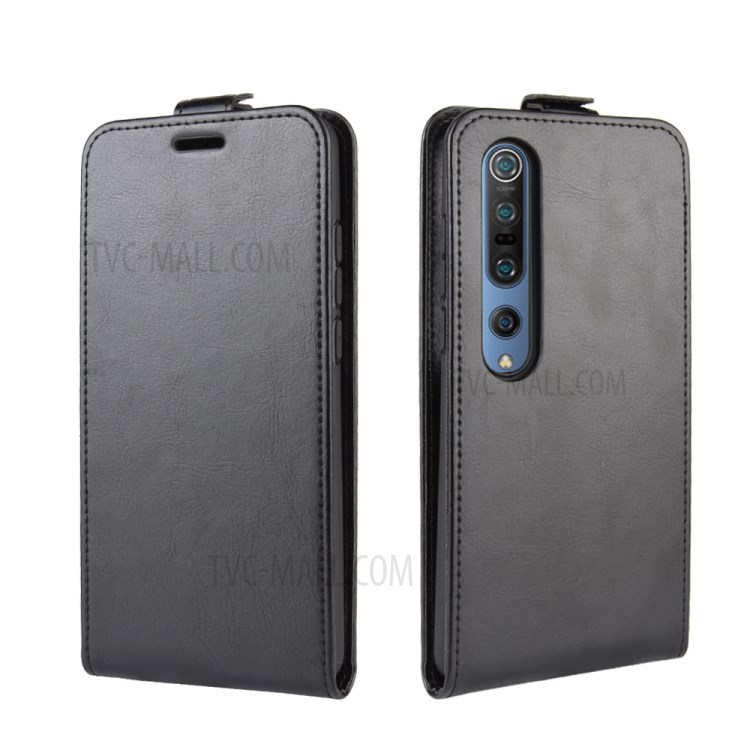 Vertical Flip Crazy Horse Card Holder Leather Cover for Xiaomi Mi 10/Mi 10 Pro - Black-4