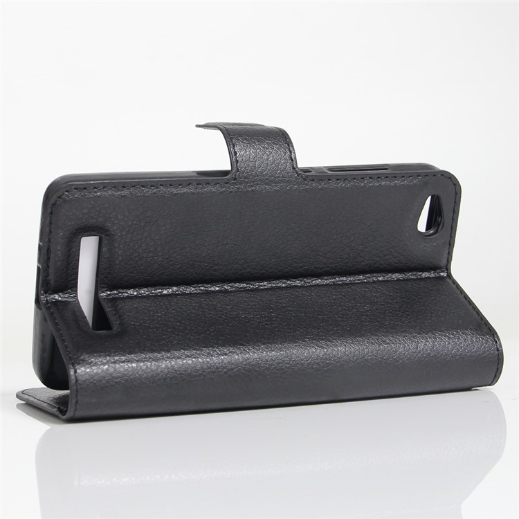 Lychee Skin Wallet Leather Stand Case for Xiaomi Redmi 4a - Black-4