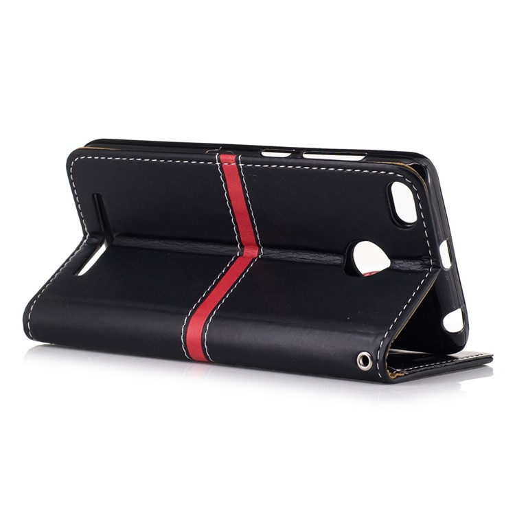 For Xiaomi Redmi 3s Graceful Stitching Wallet Leather Phone Case with Stand - Black-3