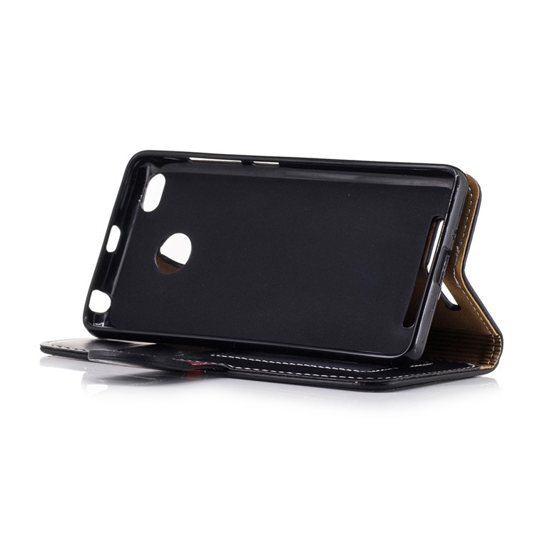For Xiaomi Redmi 3s Graceful Stitching Wallet Leather Phone Case with Stand - Black-4