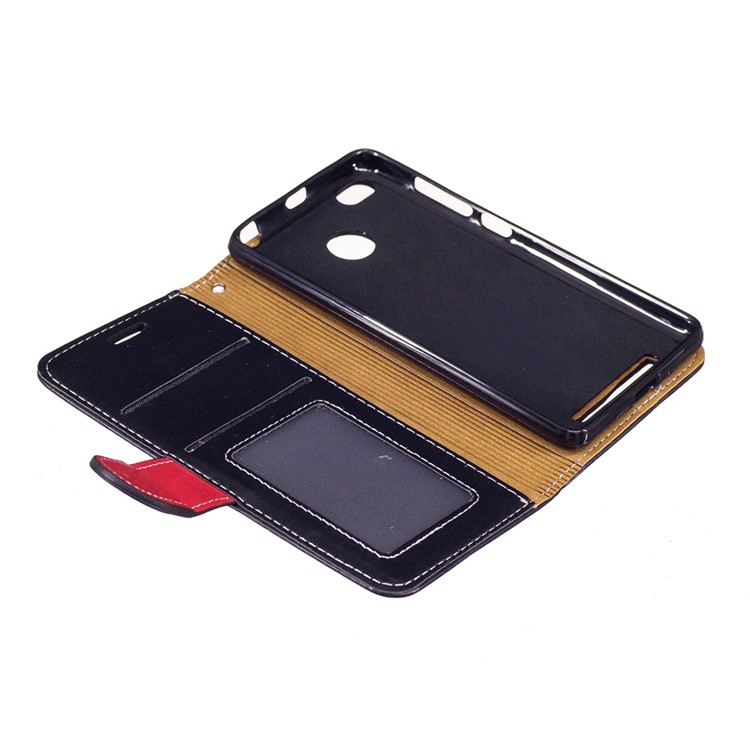For Xiaomi Redmi 3s Graceful Stitching Wallet Leather Phone Case with Stand - Black-8