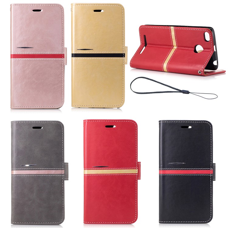 For Xiaomi Redmi 3s Graceful Stitching Wallet Leather Phone Case with Stand - Black-9