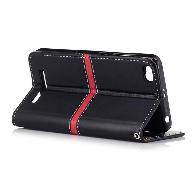 For Xiaomi Redmi 4a Graceful Series Stitching Wallet Leather Stand Phone Case - Black-3