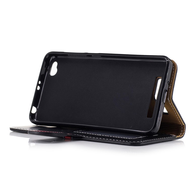 For Xiaomi Redmi 4a Graceful Series Stitching Wallet Leather Stand Phone Case - Black-4