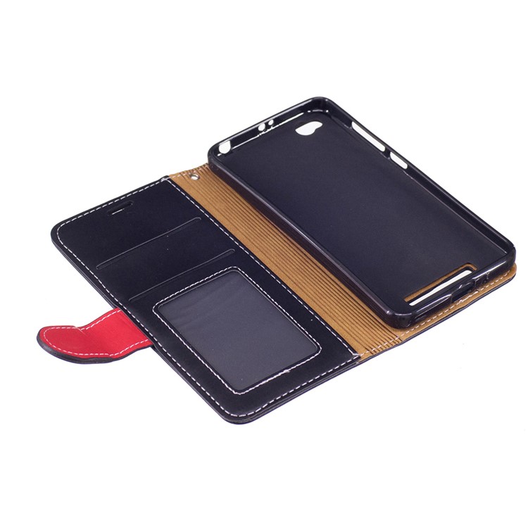 For Xiaomi Redmi 4a Graceful Series Stitching Wallet Leather Stand Phone Case - Black-7