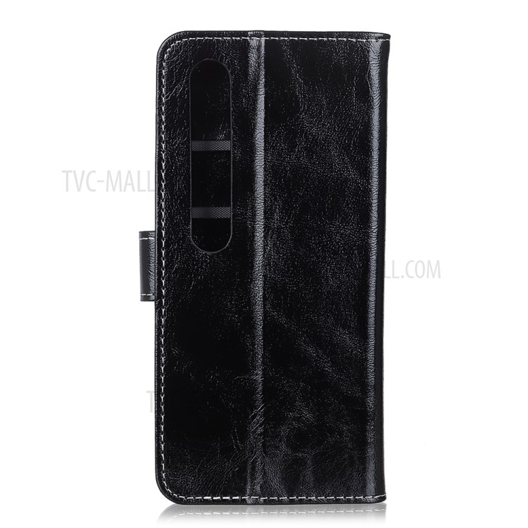 Crazy Horse Wallet Stand Leather Cover for Xiaomi Mi 10/Mi 10 Pro - Black-2