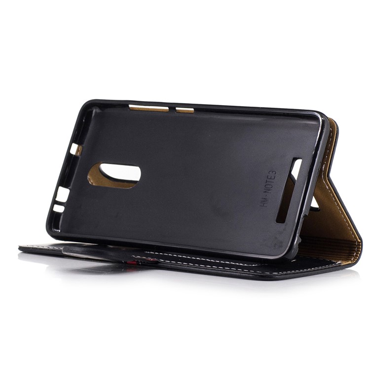 Wallet Leather Stand Phone Case for Xiaomi Redmi Note 3 with Strap - Black-4