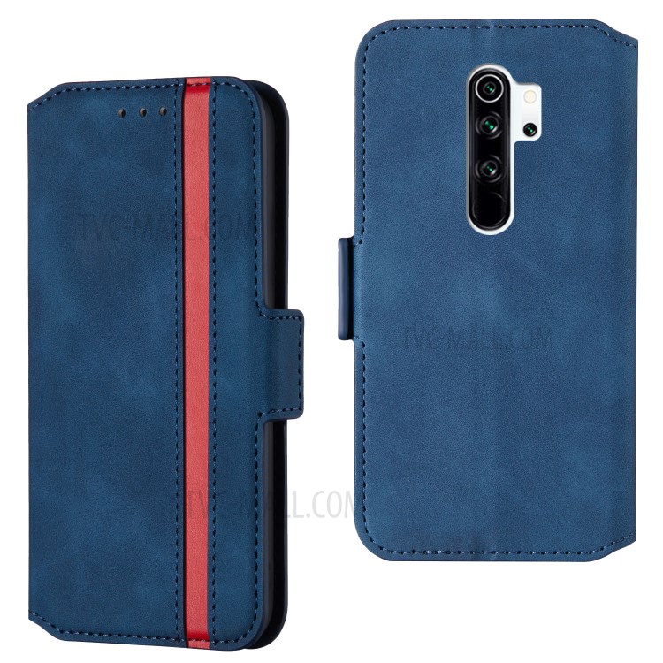 Splicing Matte Leather Case Retro Style Phone Cover with Card Slots for Xiaomi Redmi Note 8 Pro - Blue-1