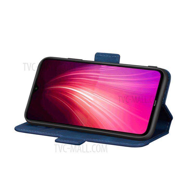 Splicing Matte Leather Case Retro Style Phone Cover with Card Slots for Xiaomi Redmi Note 8 Pro - Blue-4