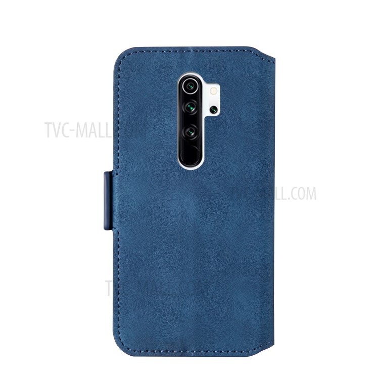Splicing Matte Leather Case Retro Style Phone Cover with Card Slots for Xiaomi Redmi Note 8 Pro - Blue-5