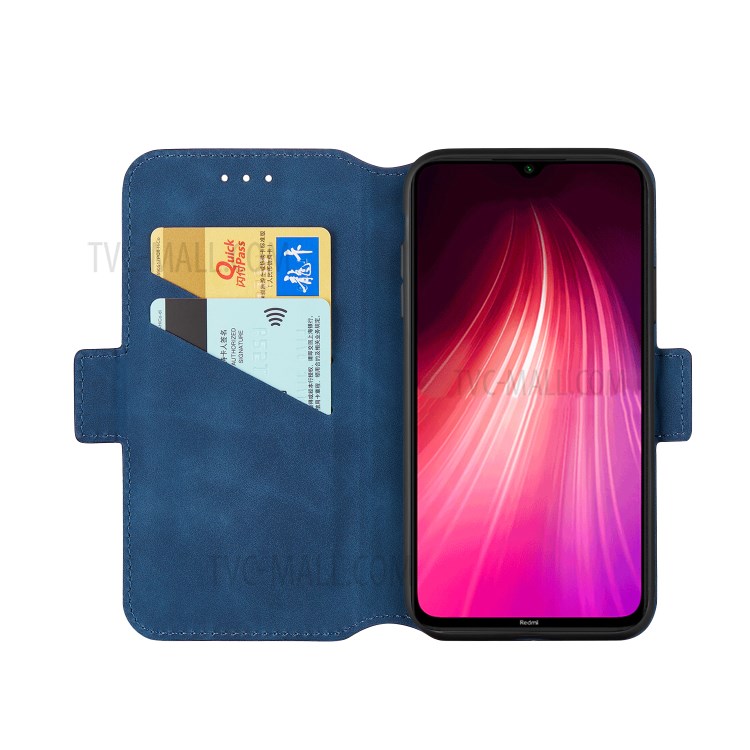 Splicing Matte Leather Case Retro Style Phone Cover with Card Slots for Xiaomi Redmi Note 8 Pro - Blue-6