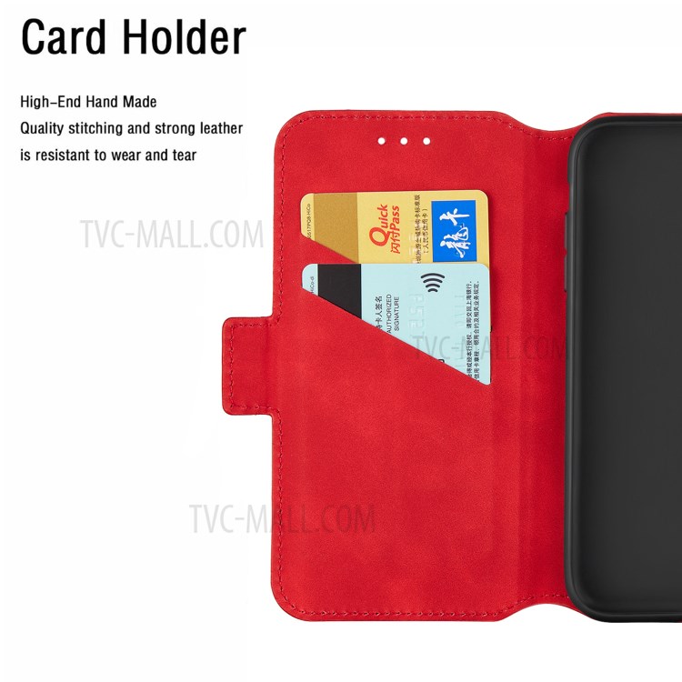 Splicing Matte Leather Case Retro Style Phone Cover with Card Slots for Xiaomi Redmi Note 8 Pro - Red-10