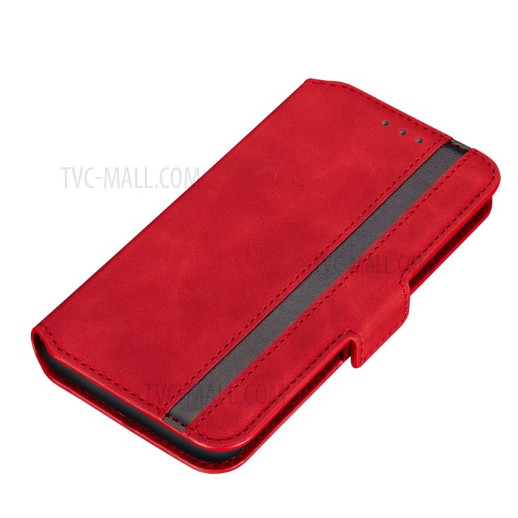 Splicing Matte Leather Case Retro Style Phone Cover with Card Slots for Xiaomi Redmi Note 8 Pro - Red-3