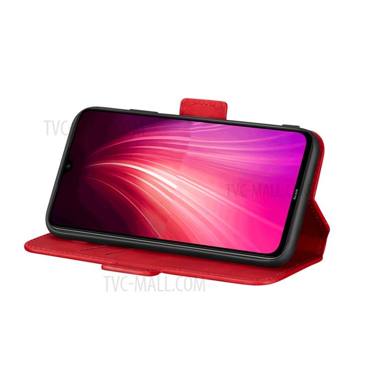 Splicing Matte Leather Case Retro Style Phone Cover with Card Slots for Xiaomi Redmi Note 8 Pro - Red-4