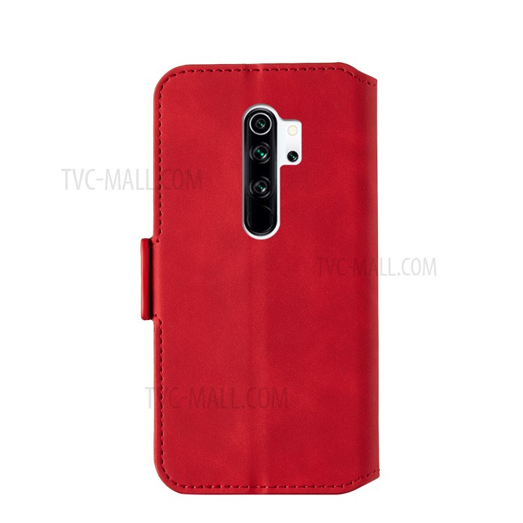 Splicing Matte Leather Case Retro Style Phone Cover with Card Slots for Xiaomi Redmi Note 8 Pro - Red-5