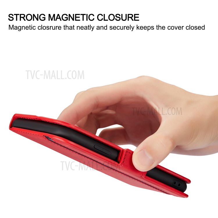 Splicing Matte Leather Case Retro Style Phone Cover with Card Slots for Xiaomi Redmi Note 8 Pro - Red-7