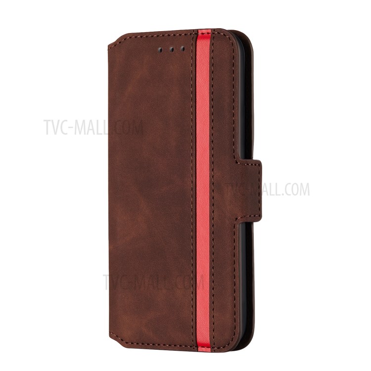 Splicing Matte Leather Case Retro Style Phone Cover with Card Slots for Xiaomi Redmi Note 8 Pro - Coffee-2