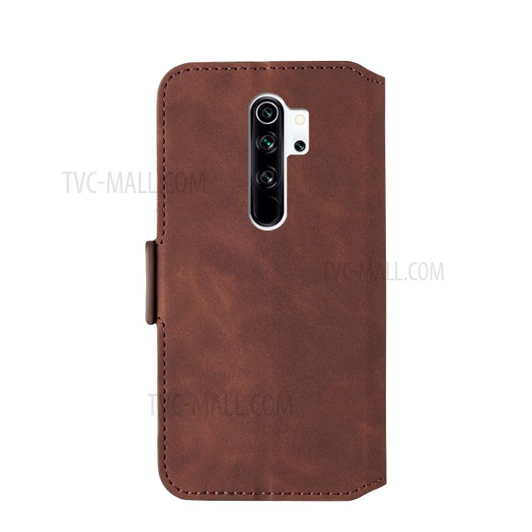 Splicing Matte Leather Case Retro Style Phone Cover with Card Slots for Xiaomi Redmi Note 8 Pro - Coffee-5