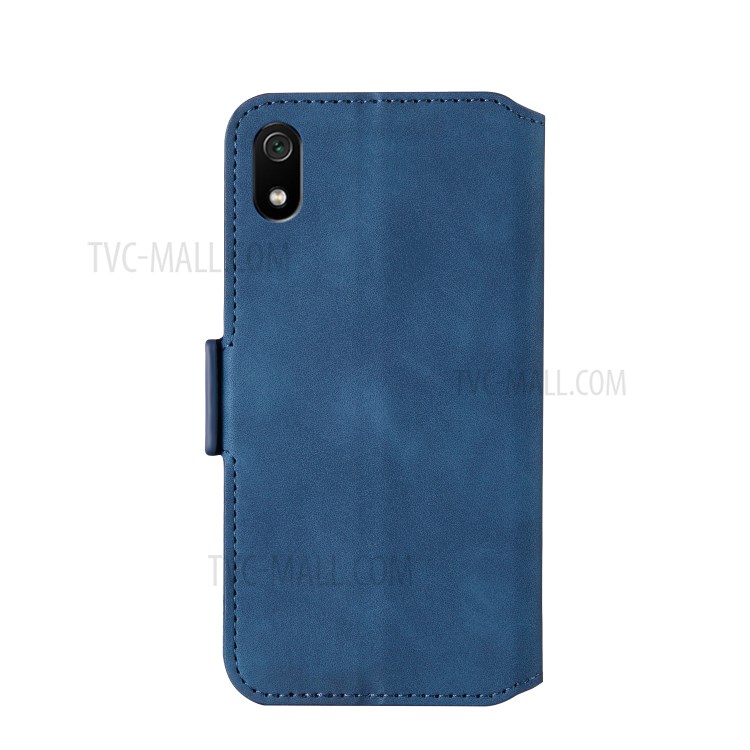 Retro Style Splicing Matte Leather Case Phone Cover with Card Slots for Xiaomi Redmi 7A - Blue-5