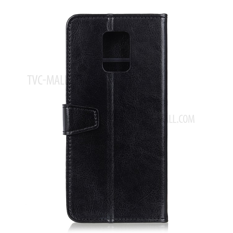 Crazy Horse Leather Wallet Stand Case for Xiaomi Redmi Note 9 Pro Max - Black-2