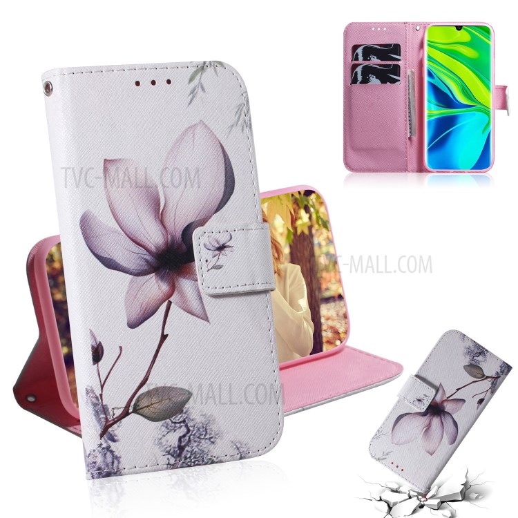 Pattern Printing Leather Wallet Case for Xiaomi Mi 10 / Mi 10 Pro - Beautiful Flowers-1