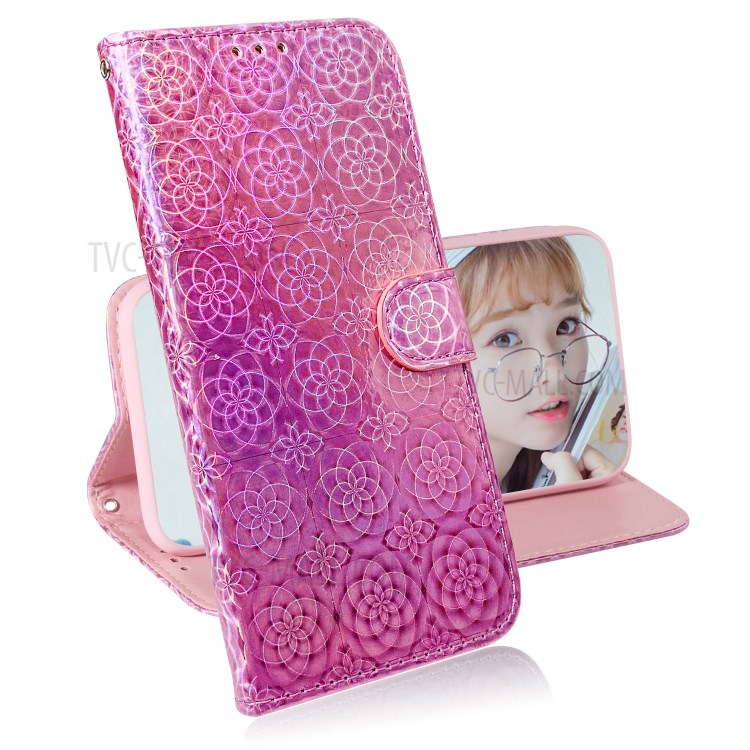 Flower Pattern Leather Wallet Stand Case for Xiaomi Redmi K30 - Pink-7