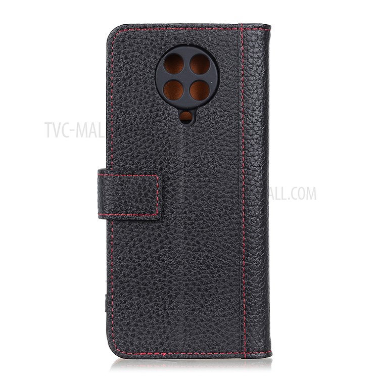 Litchi Skin Magnetic PU Leather Wallet Cell Phone Case for Xiaomi Redmi K30 Pro - Black-2