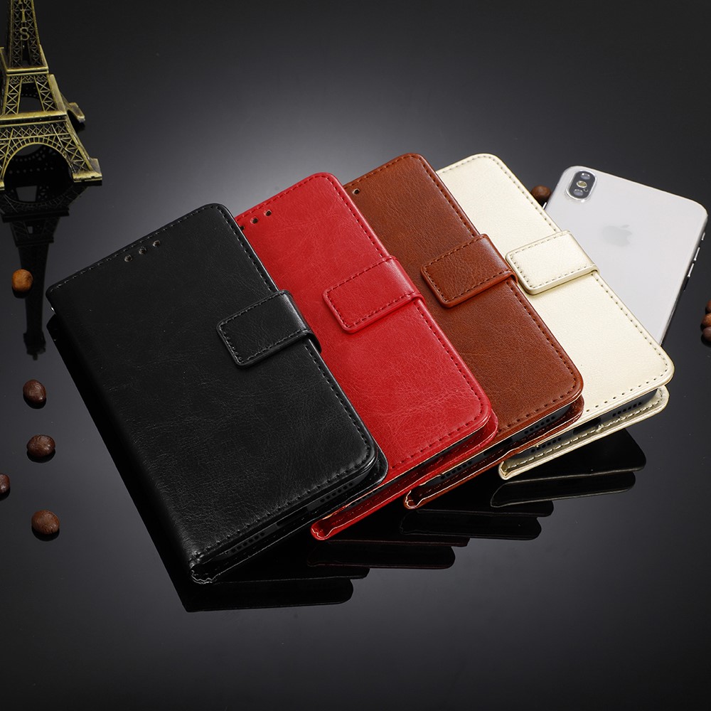 Crazy Horse Surface en Cuir Case de Téléphone Pour Xiaomi Redmi Note 9s / Redmi Note 9 Pro / Redmi Note 9 Pro Max - le Noir