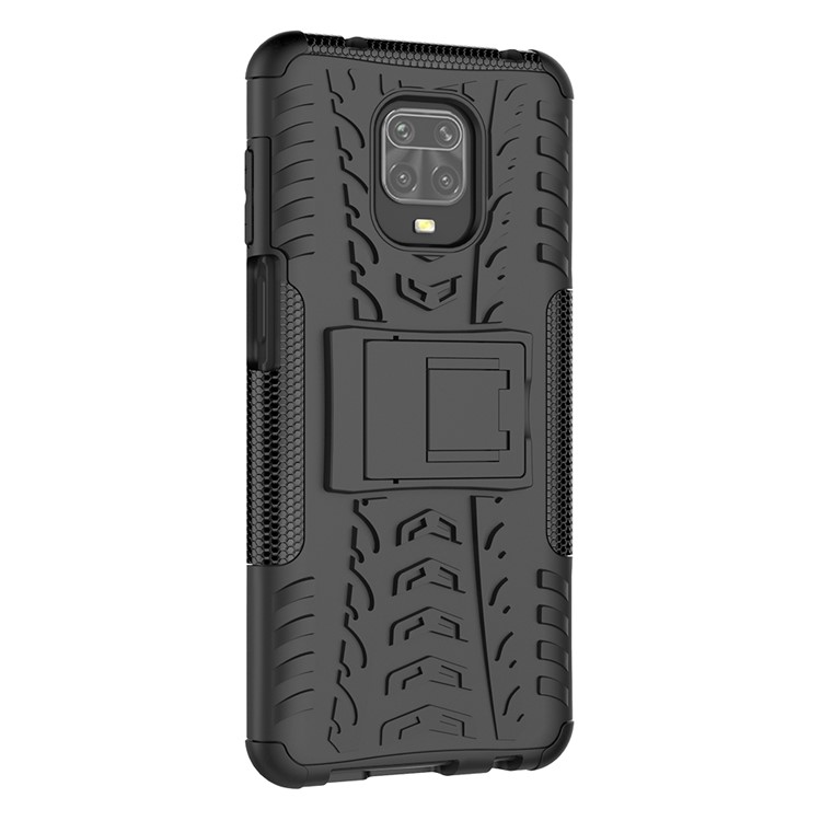 Étui Hybride Solid PC + TPU Avec Kickstand Pour Xiaomi Redmi Note 9 Pro Max / Redmi Note 9S - le Noir