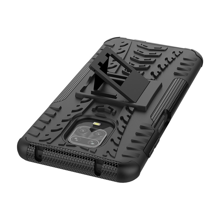 Étui Hybride Solid PC + TPU Avec Kickstand Pour Xiaomi Redmi Note 9 Pro Max / Redmi Note 9S - le Noir