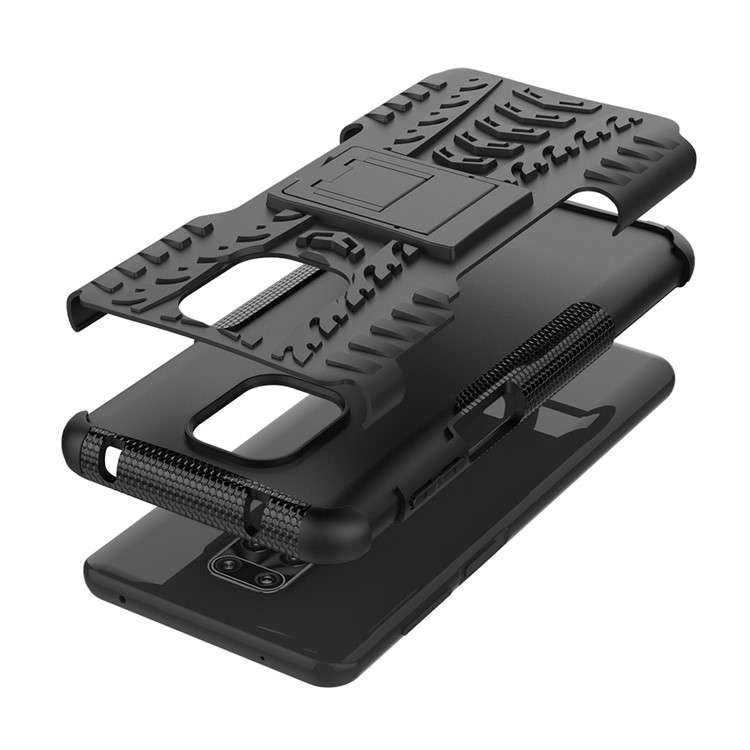 Étui Hybride Solid PC + TPU Avec Kickstand Pour Xiaomi Redmi Note 9 Pro Max / Redmi Note 9S - le Noir