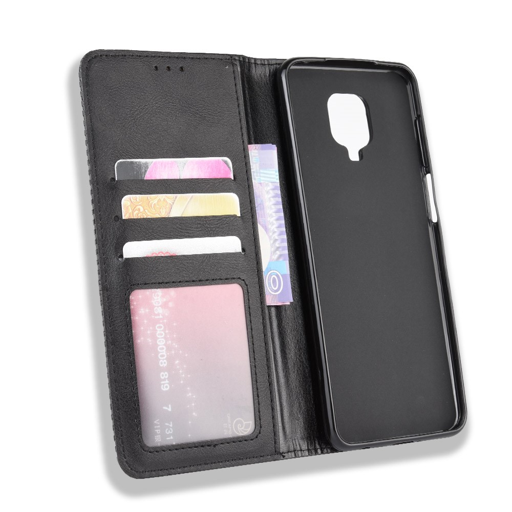 Support Portefeuille Absorbé Auto-protection En Cuir Vintage Cas Pour Xiaomi Redmi Note 9s / Note Redmi 9 Note Pro / Redmi 9 Pro Max - Noir-4