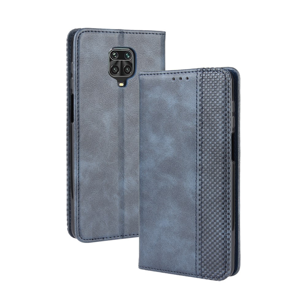 Vintage Leather Auto-absorbed Wallet Stand Protection Case for Xiaomi Redmi Note 9S/Redmi Note 9 Pro/Redmi Note 9 Pro Max - Blue-2