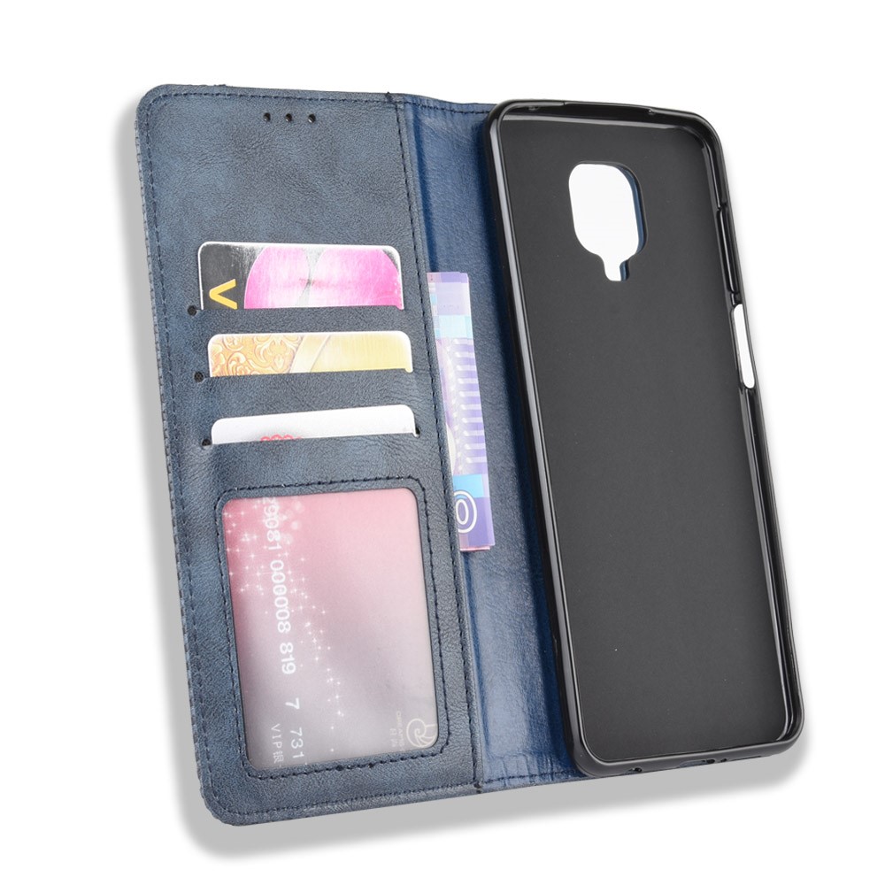Support Portefeuille Absorbé Auto-protection En Cuir Vintage Cas Pour Xiaomi Redmi Note 9s / Note Redmi 9 Note Pro / Redmi 9 Pro Max - Bleu-4