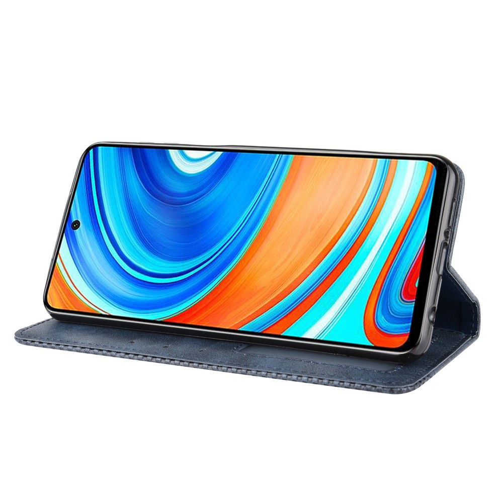 Vintage Leather Auto-absorbed Wallet Stand Protection Case for Xiaomi Redmi Note 9S/Redmi Note 9 Pro/Redmi Note 9 Pro Max - Blue-6