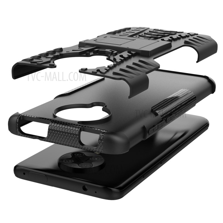 Dazzle Pattern PC + TPU Hybrid Kickstand Cover Para Xiaomi Redmi K30 Pro/Xiaomi Poco F2 Pro - Negro