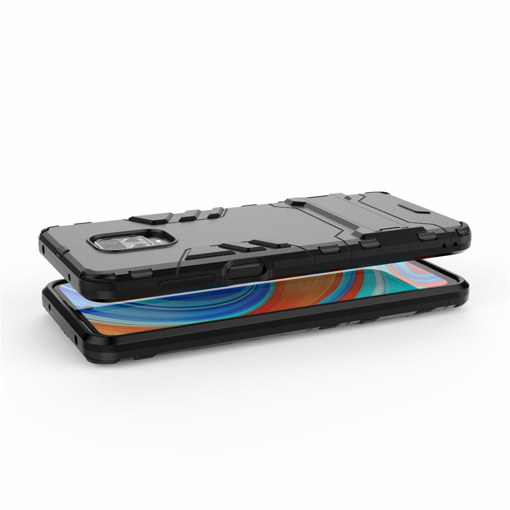 Plastique + Coque TPU Téléphone Cas Hybride Avec Béquille Pour Xiaomi Redmi Note 9 Pro Max / 9S Note - Noir-4