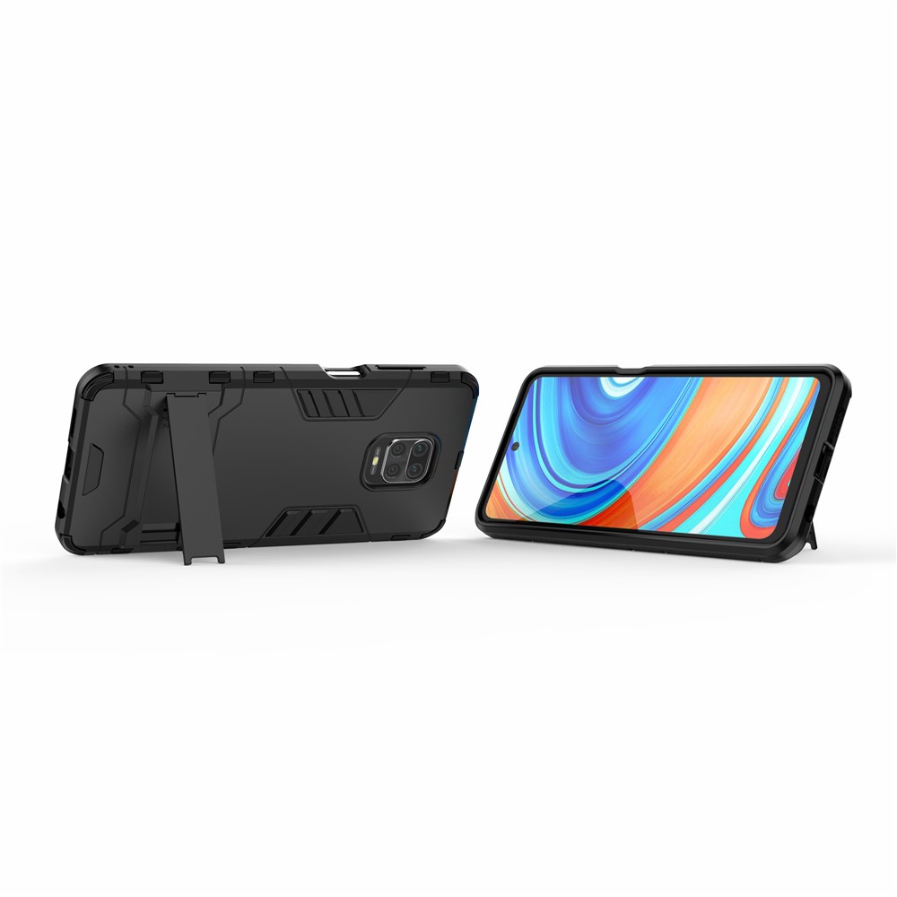 Plastique + Coque TPU Téléphone Cas Hybride Avec Béquille Pour Xiaomi Redmi Note 9 Pro Max / 9S Note - Noir-6