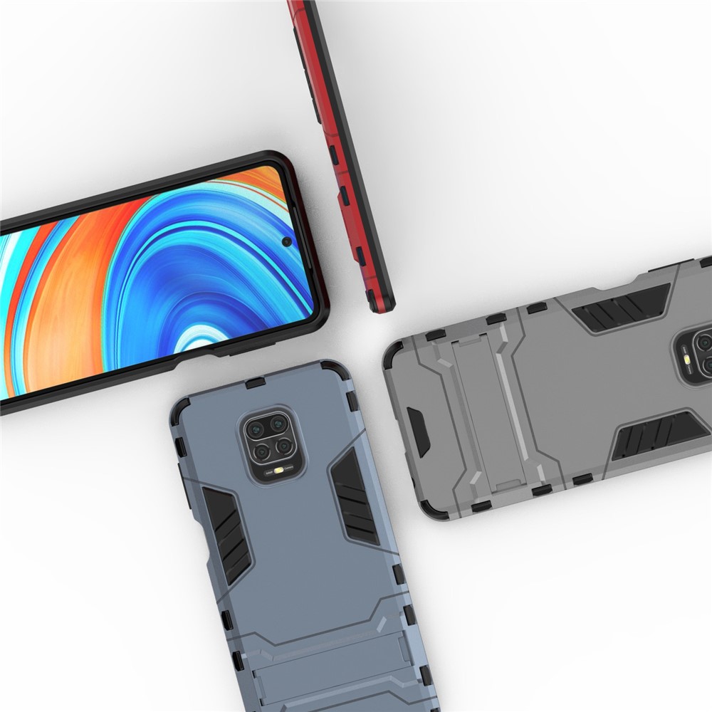 Plastique + Coque TPU Téléphone Cas Hybride Avec Béquille Pour Xiaomi Redmi Note 9 Pro Max / 9S Note - Noir-8