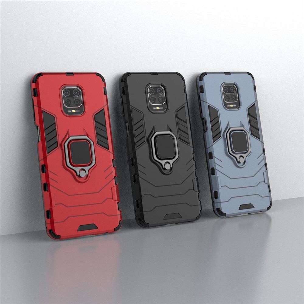 Cool Guard Ring Holder Kickstand PC TPU Hybrid Case Protective Shell for Xiaomi Redmi Note 9 Pro Max / Redmi Note 9S - Black-11